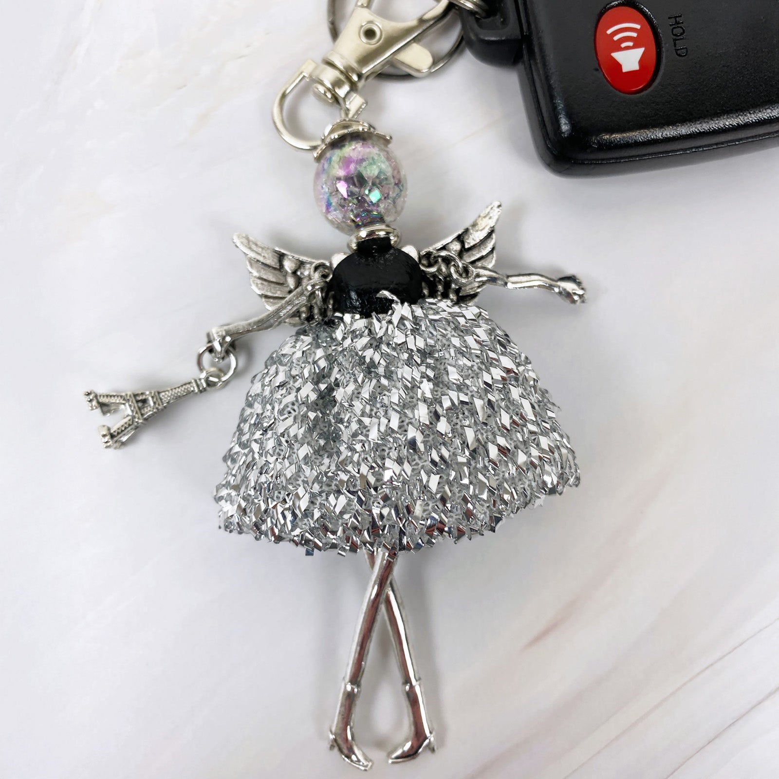 Wrapables Hanging Fashionista Doll Keychain, Crystal Rhinestone Keyring Bag Charm