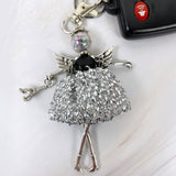 Wrapables Hanging Fashionista Doll Keychain, Crystal Rhinestone Keyring Bag Charm