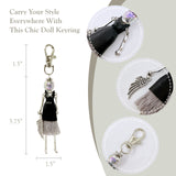 Wrapables Hanging Fashionista Doll Keychain, Crystal Rhinestone Keyring Bag Charm