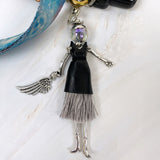 Wrapables Hanging Fashionista Doll Keychain, Crystal Rhinestone Keyring Bag Charm