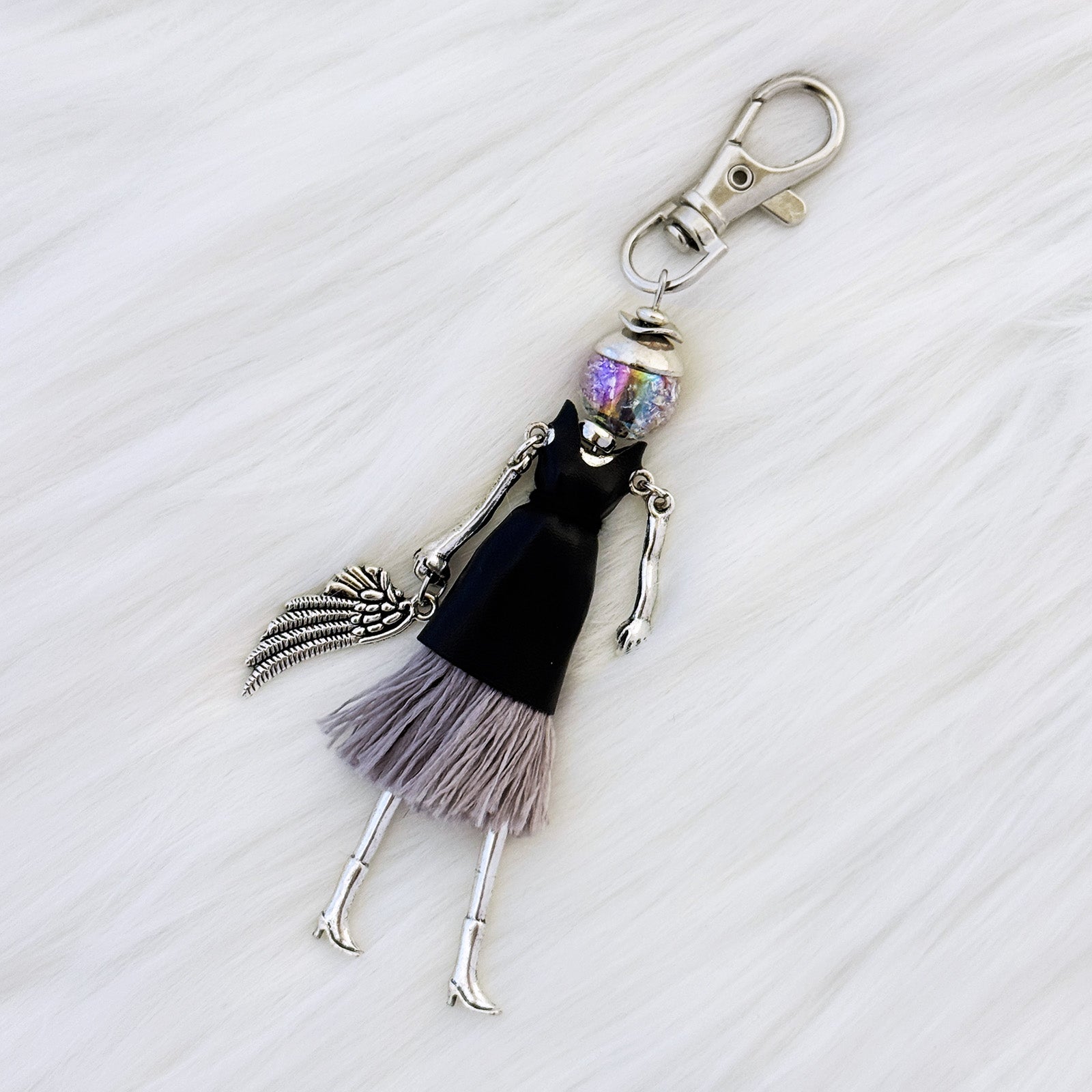 Wrapables Hanging Fashionista Doll Keychain, Crystal Rhinestone Keyring Bag Charm