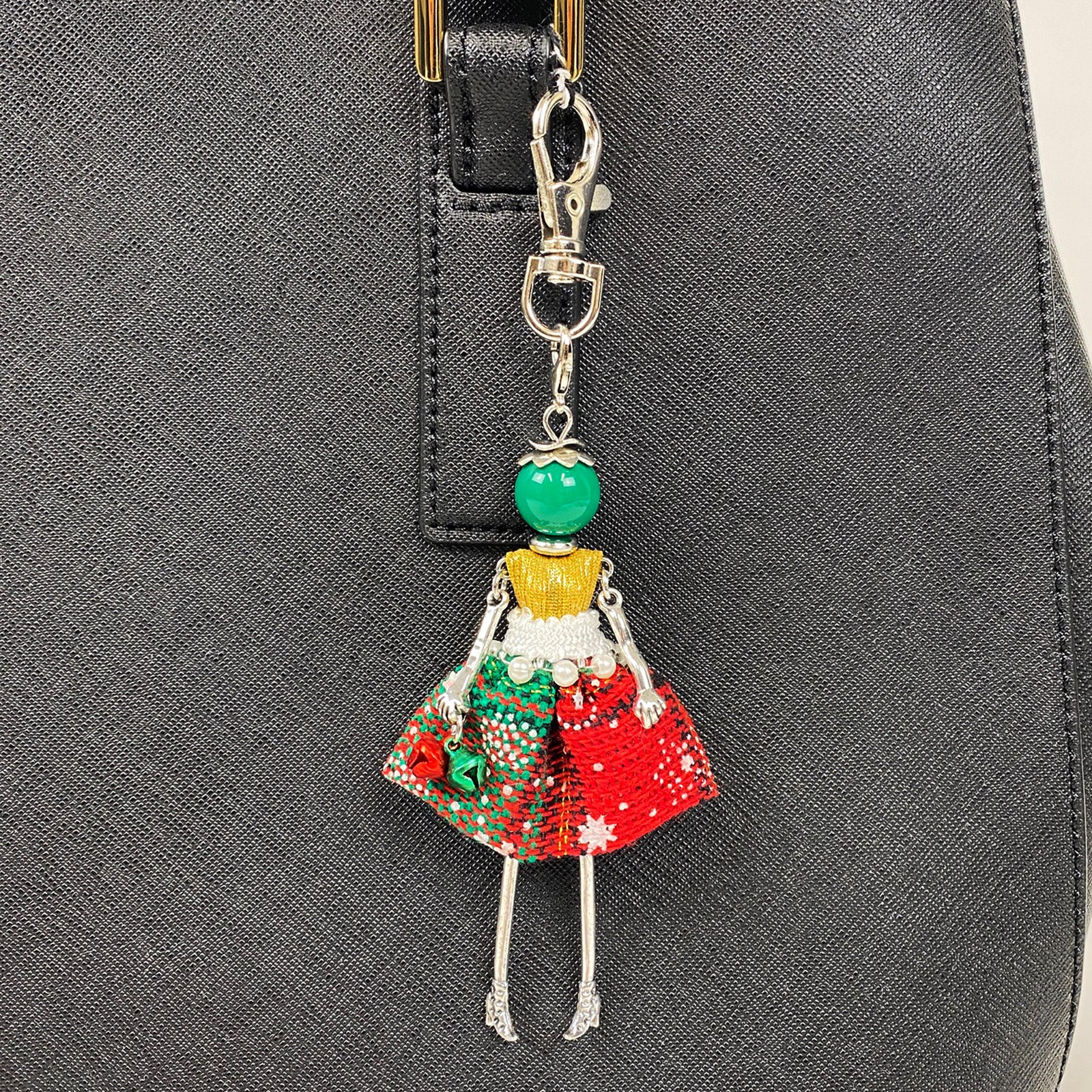Wrapables Hanging Fashionista Doll Keychain, Crystal Rhinestone Keyring Bag Charm