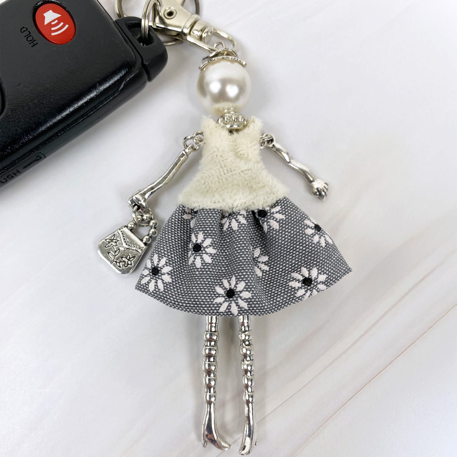 Wrapables Hanging Fashionista Doll Keychain, Crystal Rhinestone Keyring Bag Charm