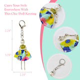 Wrapables Hanging Fashionista Doll Keychain, Crystal Rhinestone Keyring Bag Charm