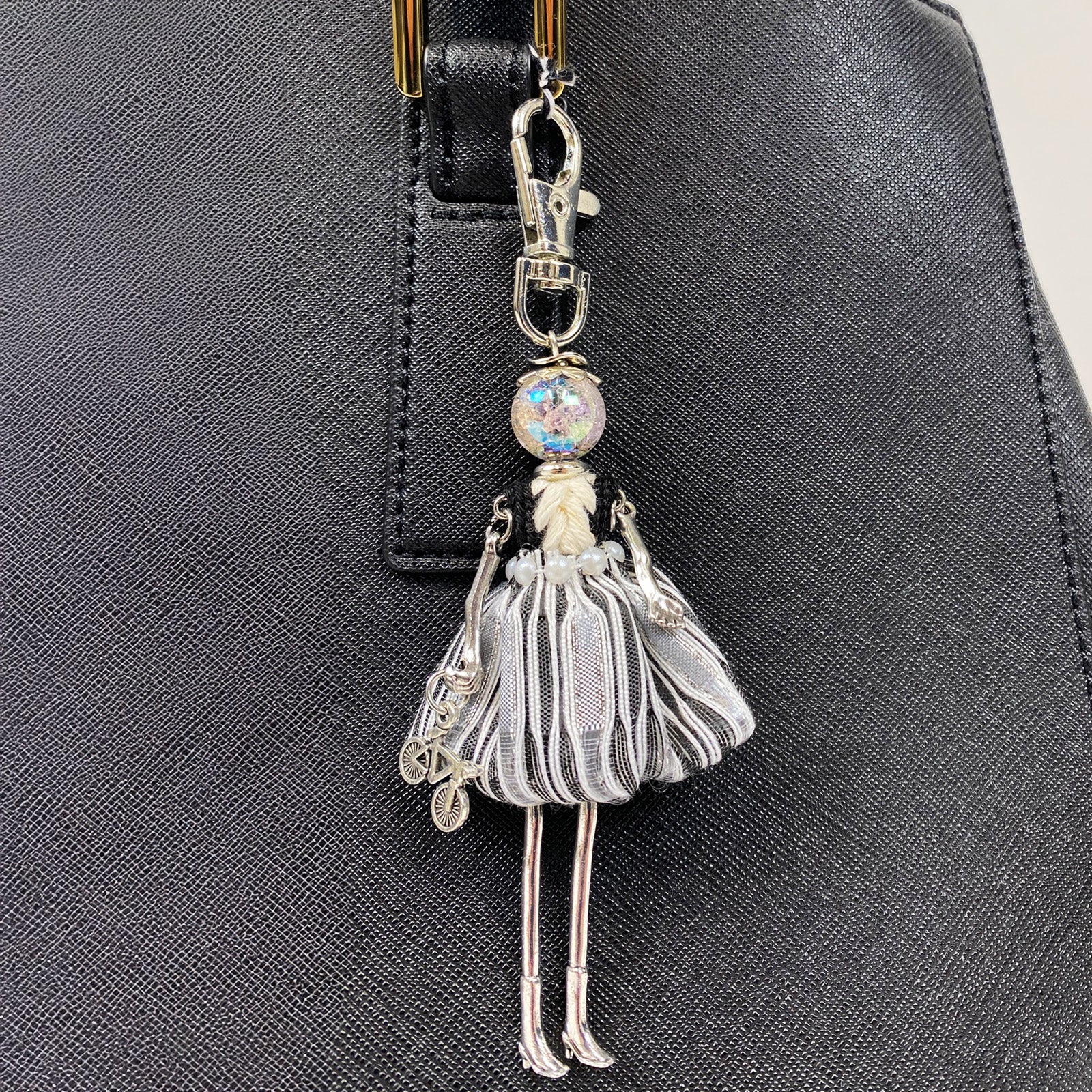 Wrapables Hanging Fashionista Doll Keychain, Crystal Rhinestone Keyring Bag Charm