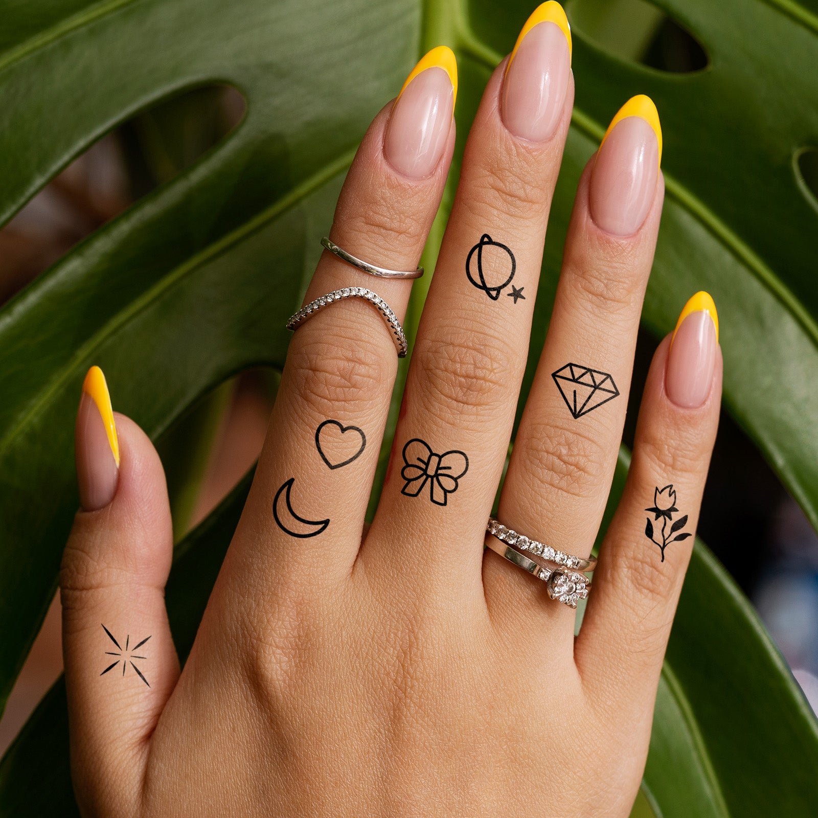 Wrapables Tiny Small Temporary Finger and Hand Tattoos for Women, 10 Sheets