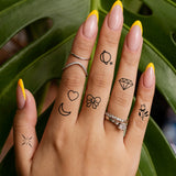 Wrapables Tiny Small Temporary Finger and Hand Tattoos for Women, 10 Sheets