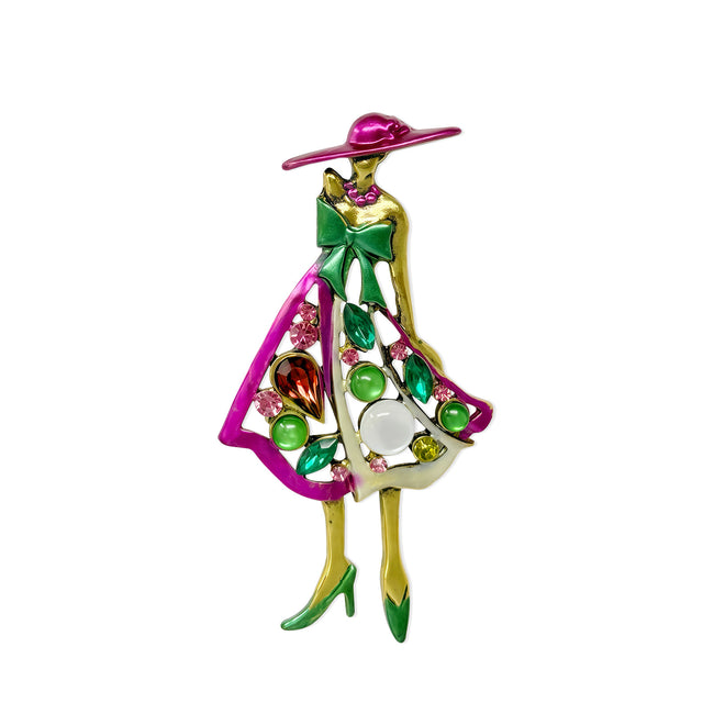 Wrapables Stylish Colorful Rhinestones Lady Brooch Pin For Lapels, Hats, Scarves, and Sweaters