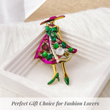 Wrapables Stylish Colorful Rhinestones Lady Brooch Pin For Lapels, Hats, Scarves, and Sweaters