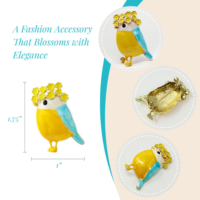Wrapables Enamel Bird with Floral Wreath Brooch Pin For Lapels, Hats, Scarves, and Sweaters