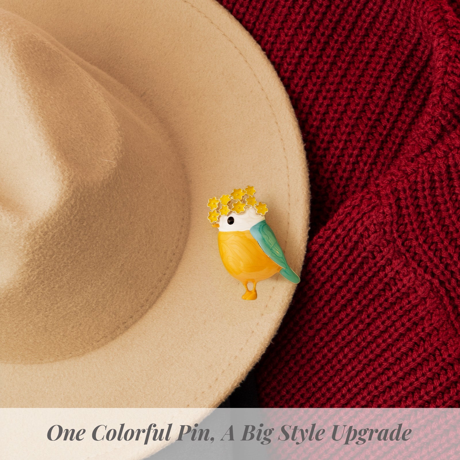 Wrapables Enamel Bird with Floral Wreath Brooch Pin For Lapels, Hats, Scarves, and Sweaters