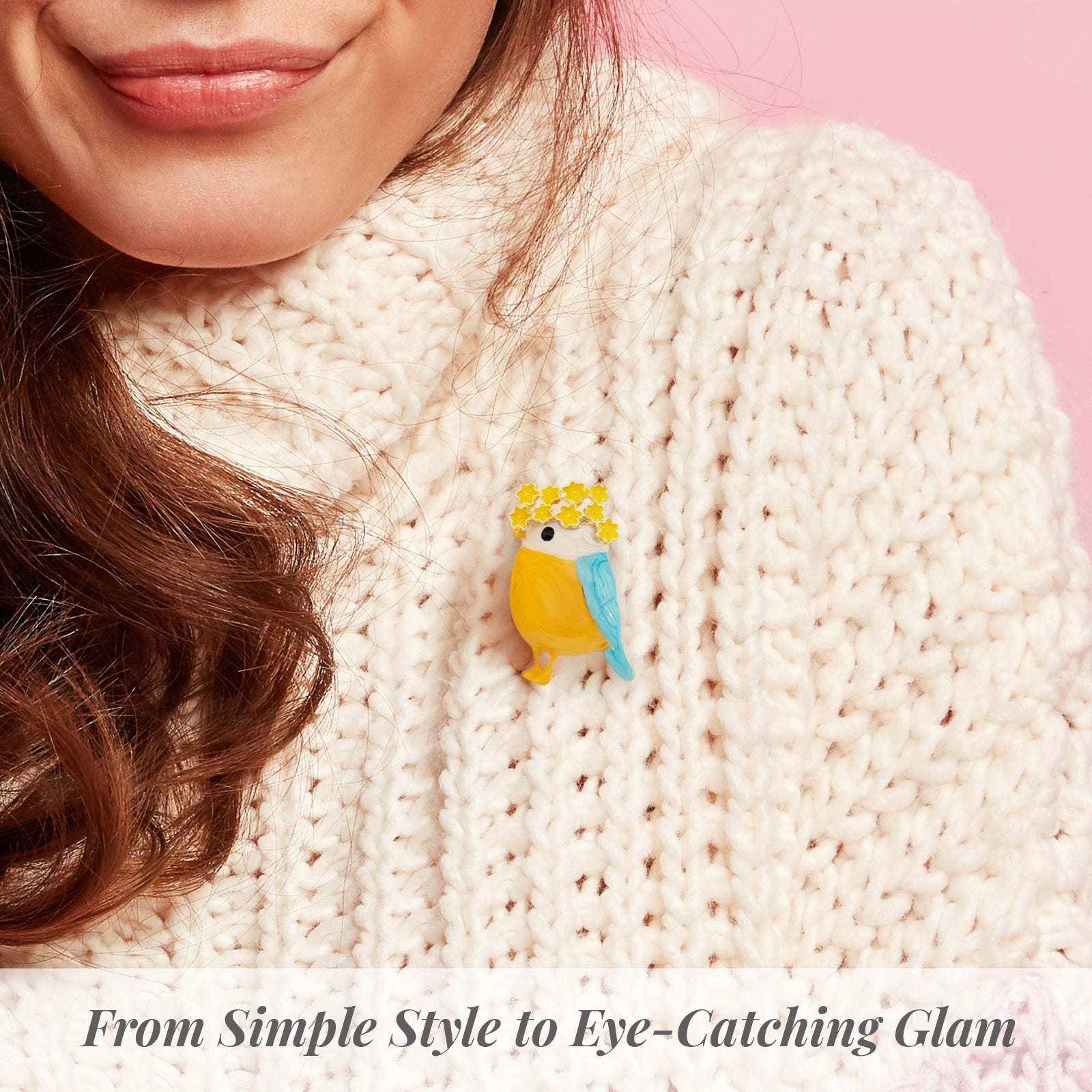 Wrapables Enamel Bird with Floral Wreath Brooch Pin For Lapels, Hats, Scarves, and Sweaters