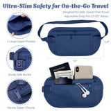 Wrapables Slim Fanny Pack, Hidden Money Belt, Secure Travel Pouch Protects Cash, Cards, Passport, Travel Documents, and Smartphone