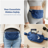 Wrapables Slim Fanny Pack, Hidden Money Belt, Secure Travel Pouch Protects Cash, Cards, Passport, Travel Documents, and Smartphone