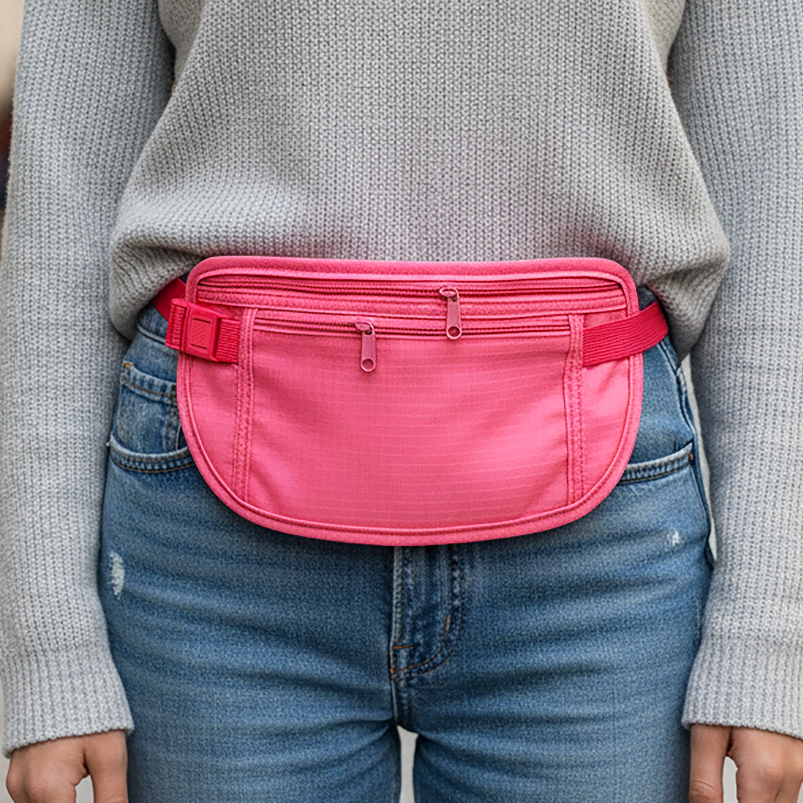 Wrapables Slim Fanny Pack, Hidden Money Belt, Secure Travel Pouch Protects Cash, Cards, Passport, Travel Documents, and Smartphone