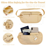 Wrapables Slim Fanny Pack, Hidden Money Belt, Secure Travel Pouch Protects Cash, Cards, Passport, Travel Documents, and Smartphone