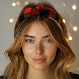 Wrapables Wide Knotted Headbands, Top Knot Headbands for Women, 2pc Red/Green