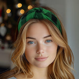 Wrapables Wide Knotted Headbands, Top Knot Headbands for Women, 2pc Red/Green