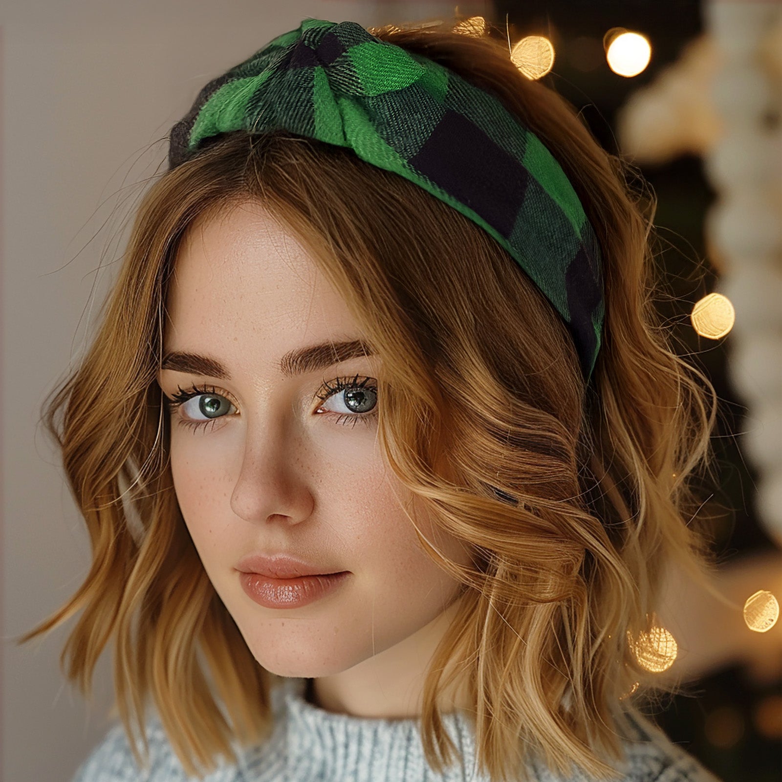 Wrapables Wide Knotted Headbands, Top Knot Headbands for Women, 2pc Red/Green