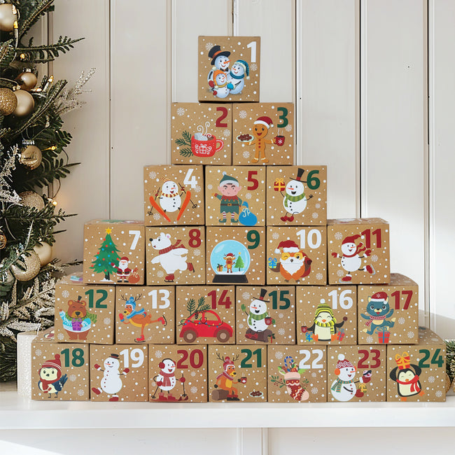 Wrapables Christmas Advent Calendar Countdown Gift Boxes, Winter Buddies