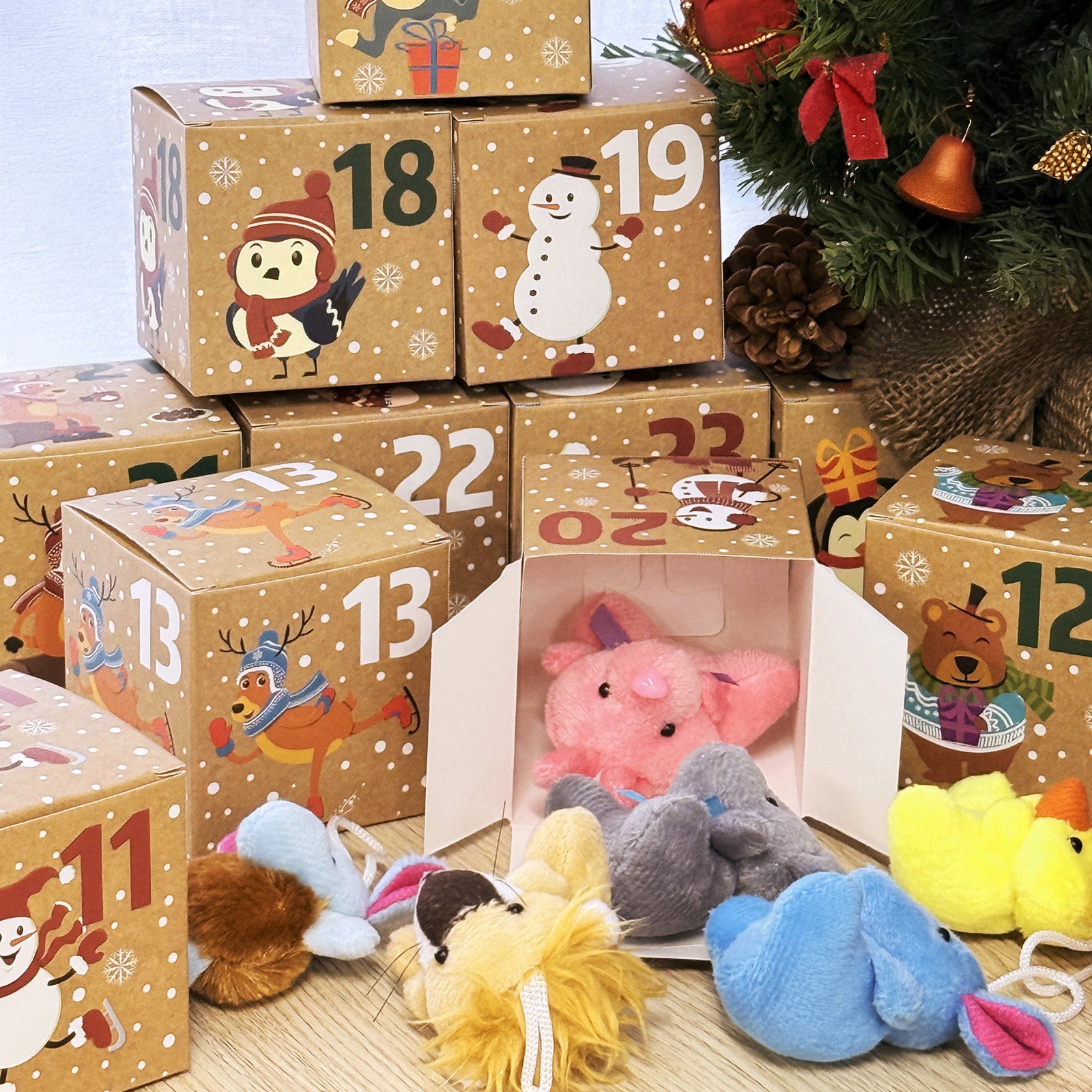 Wrapables Christmas Advent Calendar Countdown Gift Boxes, Winter Buddies