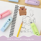 Wrapables Retractable Pastel Erasers with Refills, Set of 4 Erasers + 2 Refills, Push-Pull Design, Stationery Office Supplies