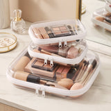 Wrapables Transparent Hard Shell Zipper Case, Clear Travel Storage Organizer for Toiletries, Makeup, and Cosmetics (Set of 3)