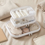 Wrapables Transparent Hard Shell Zipper Case, Clear Travel Storage Organizer for Toiletries, Makeup, and Cosmetics (Set of 3)