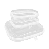 Wrapables Transparent Hard Shell Zipper Case, Clear Travel Storage Organizer for Toiletries, Makeup, and Cosmetics (Set of 3)