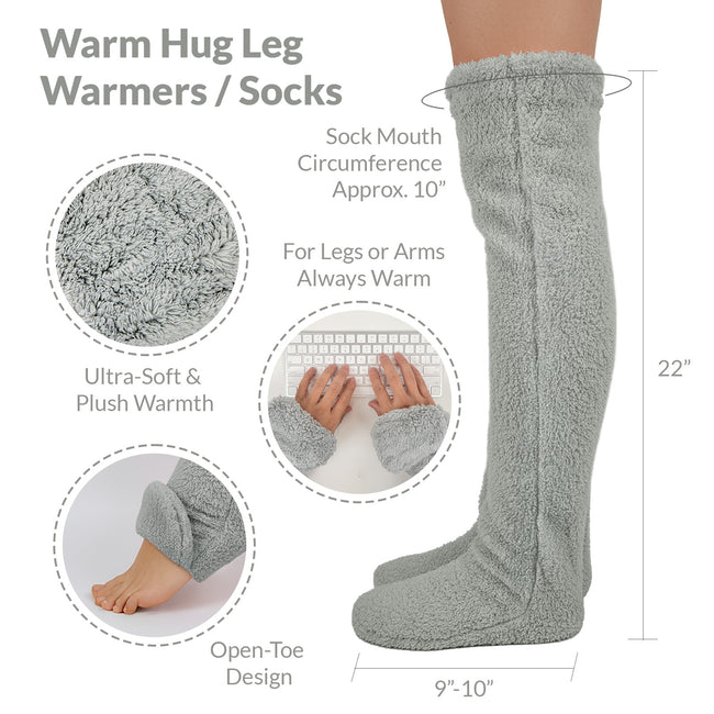 Wrapables Fuzzy Thigh High Socks, Plush Over the Knee Winter Sleeping Slipper Stockings, Long Furry Leg Warmers