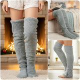 Wrapables Fuzzy Thigh High Socks, Plush Over the Knee Winter Sleeping Slipper Stockings, Long Furry Leg Warmers