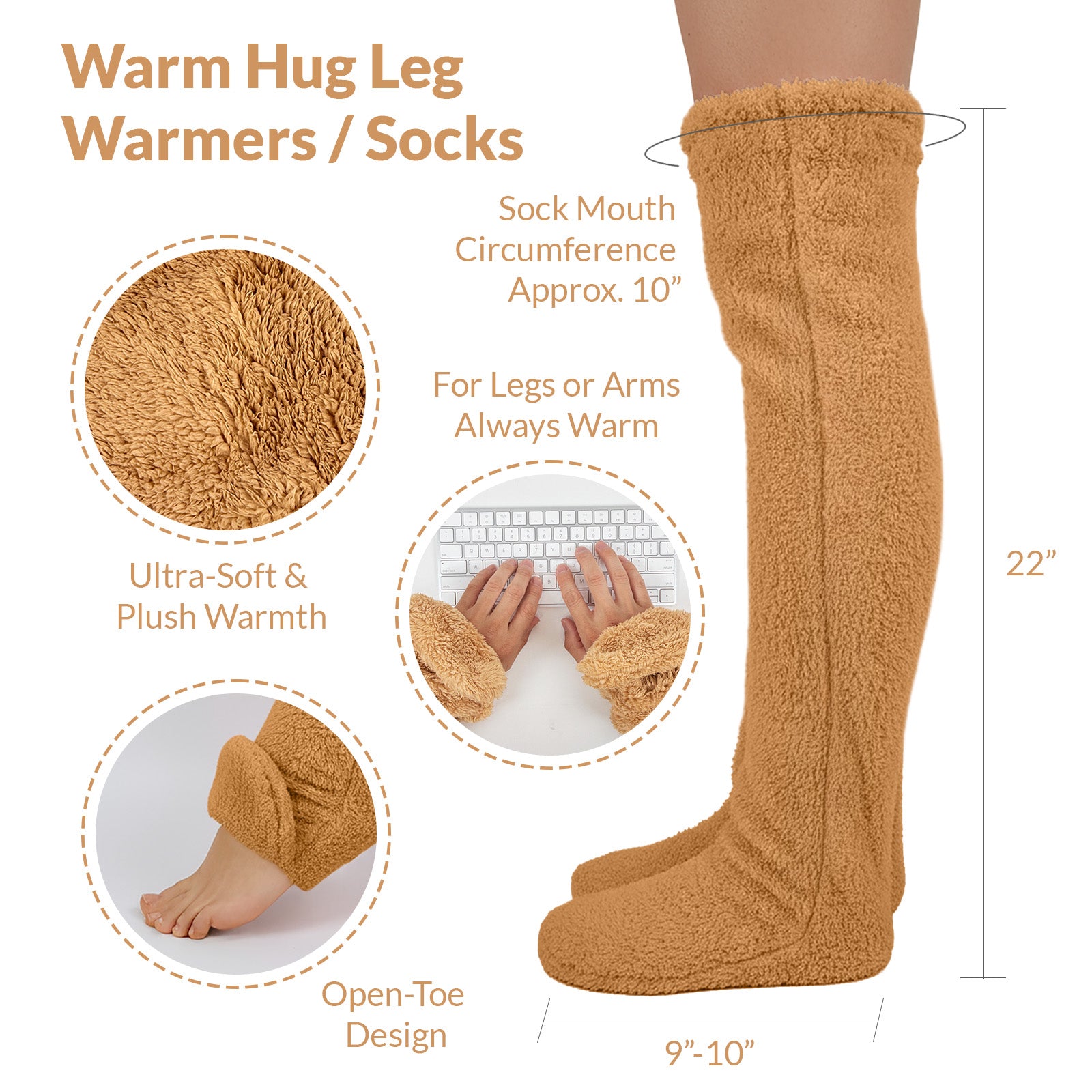 Wrapables Fuzzy Thigh High Socks, Plush Over the Knee Winter Sleeping Slipper Stockings, Long Furry Leg Warmers