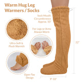 Wrapables Fuzzy Thigh High Socks, Plush Over the Knee Winter Sleeping Slipper Stockings, Long Furry Leg Warmers