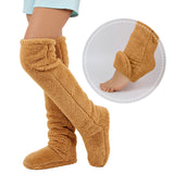 Wrapables Fuzzy Thigh High Socks, Plush Over the Knee Winter Sleeping Slipper Stockings, Long Furry Leg Warmers