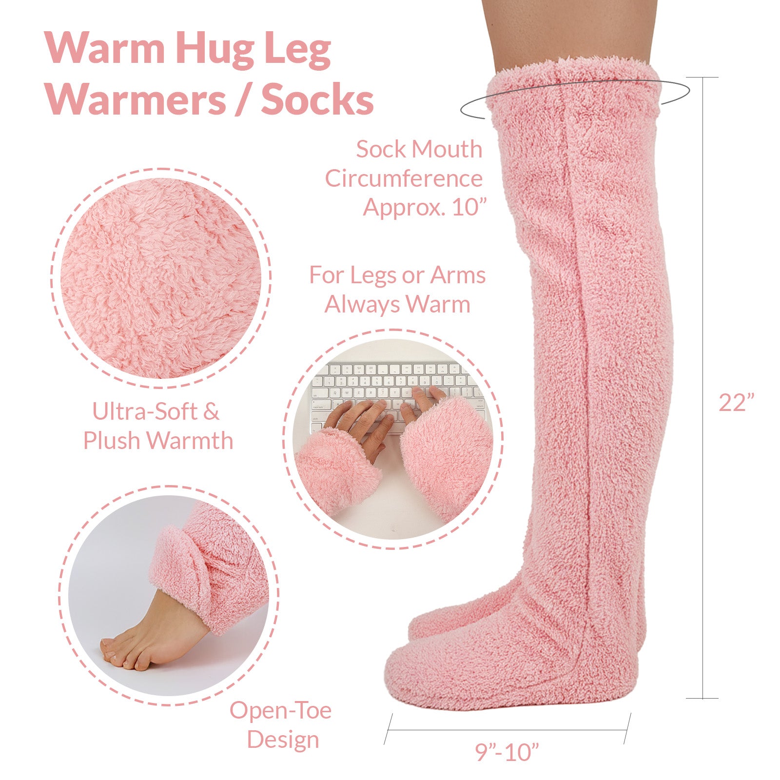 Wrapables Fuzzy Thigh High Socks, Plush Over the Knee Winter Sleeping Slipper Stockings, Long Furry Leg Warmers