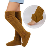 Wrapables Fuzzy Thigh High Socks, Plush Over the Knee Winter Sleeping Slipper Stockings, Long Furry Leg Warmers