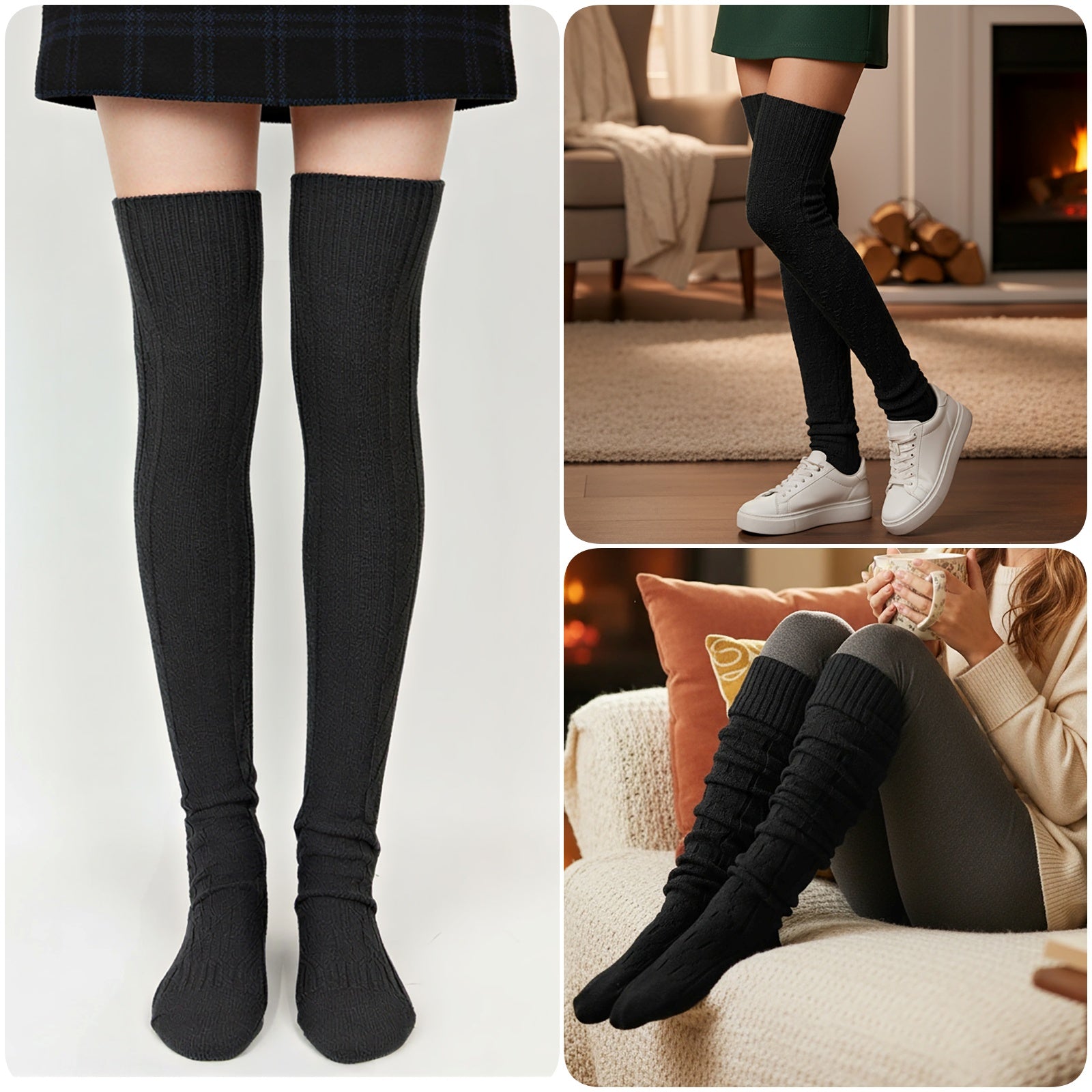 Wrapables Winter Warm Over the Knee Thigh High Long Boot Socks