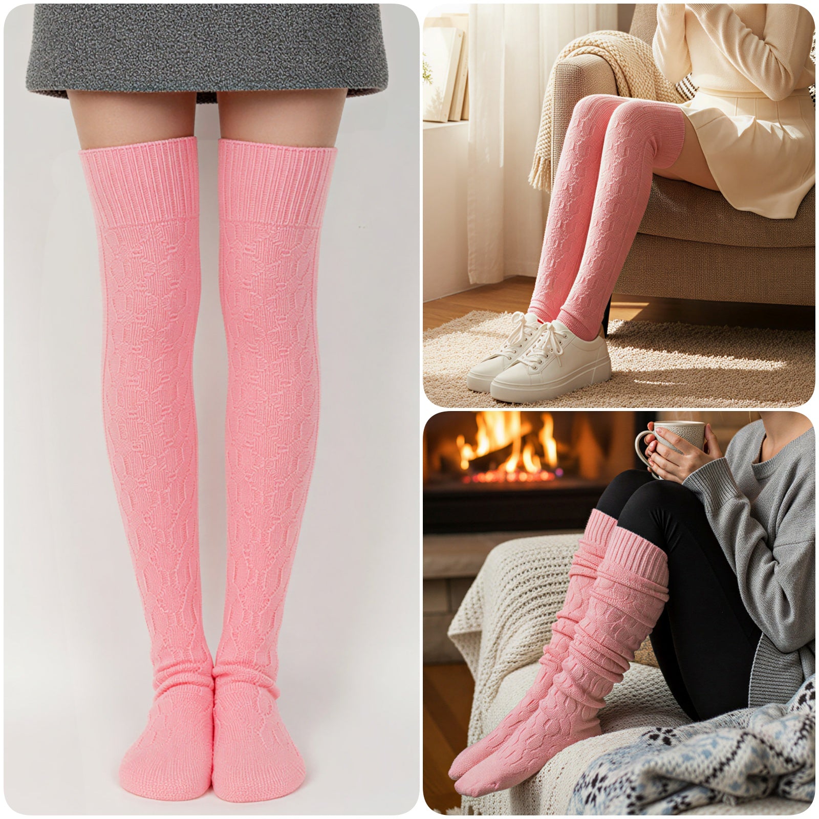 Wrapables Winter Warm Over the Knee Thigh High Long Boot Socks