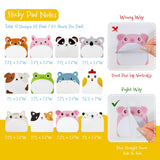Wrapables Cute Talking Cartoon Animals Sticky Notes, Adhesive Memo Notepads for Home, Office, Work (Set of 12)