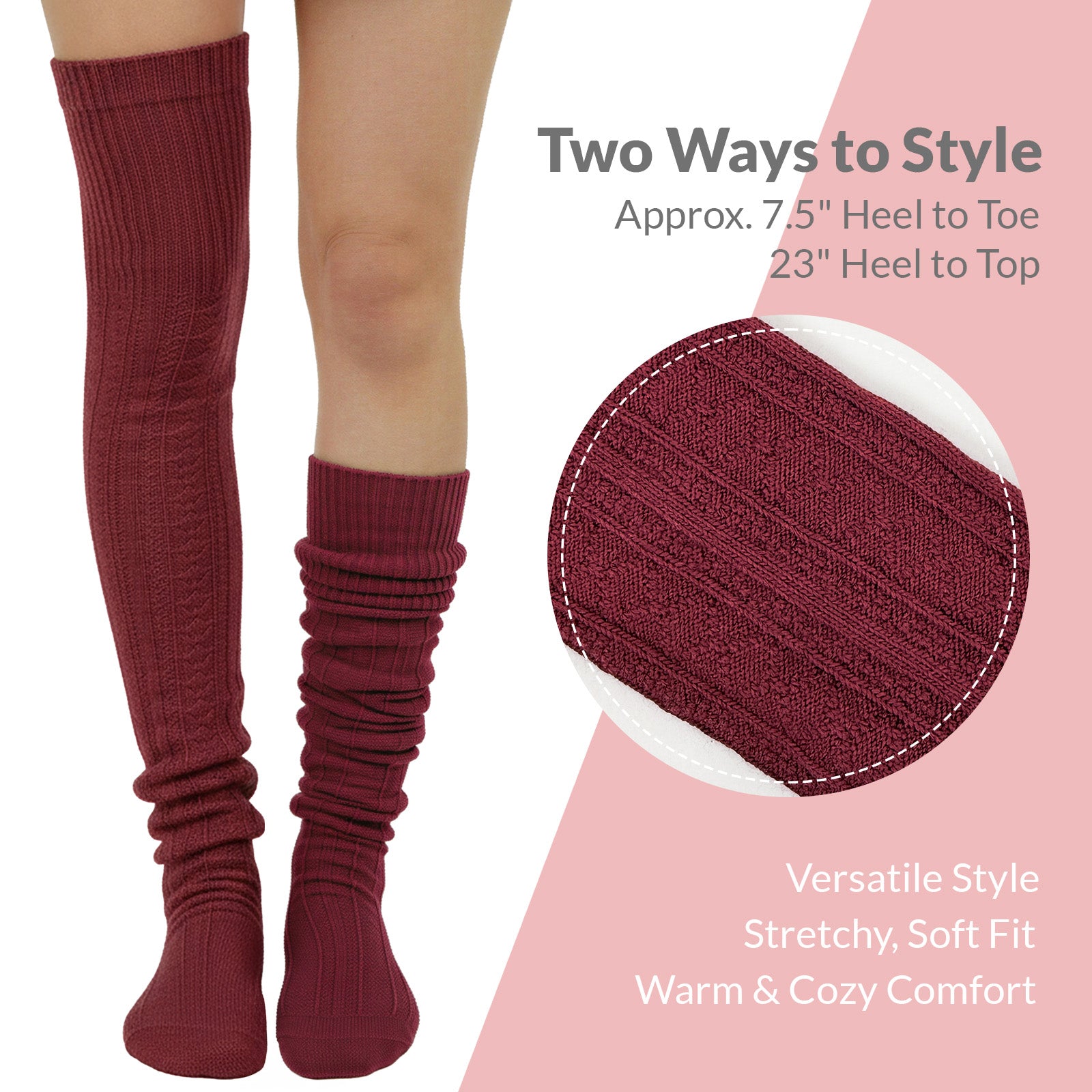 Wrapables Winter Knit Over the Knee Thigh High Boot Socks