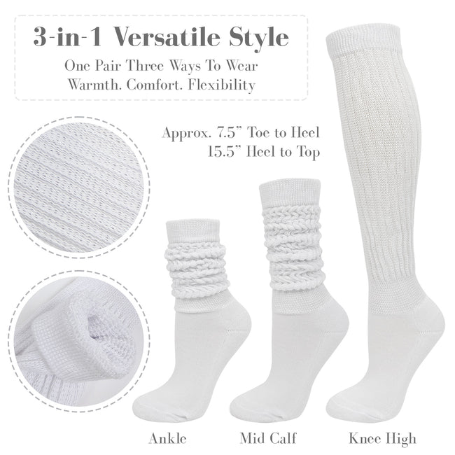 Wrapables Knee High Slouchy Scrunch Socks for Women (Set of 3)