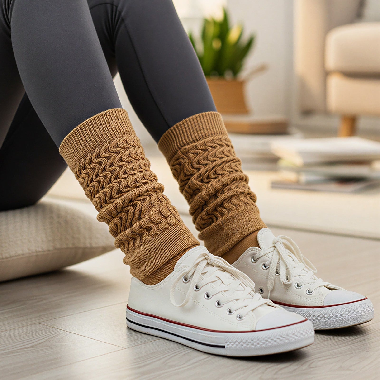 Wrapables Knee High Slouchy Scrunch Socks for Women (Set of 3)