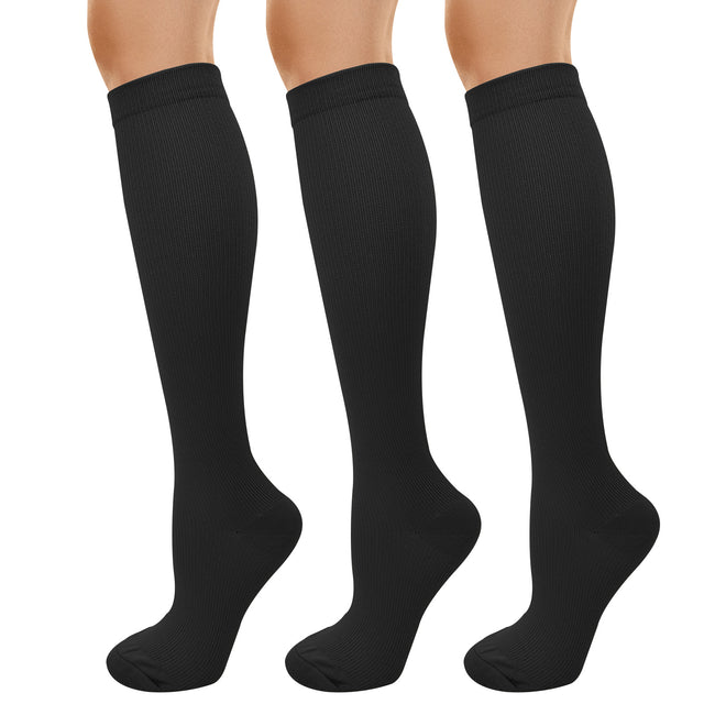 Wrapables Compression Socks for Men and Women, 15-20 mmHg Provides Support for Nurses, Sports, Running, Cycling, Travel (Set of 3)