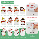 Wrapables Snowmen, Santa, and Penguin Christmas Sticky Notes, Adhesive Winter Holiday Memo Notepads for Home, Office, Work (Set of 12)