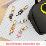 Wrapables Cute Cats Keychain, Bag Charm Accessory for Purse Handbag Backpack (Set of 5)