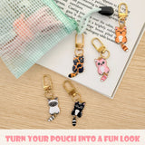 Wrapables Cute Cats Keychain, Bag Charm Accessory for Purse Handbag Backpack (Set of 5)