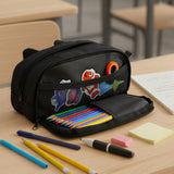 Wrapables 3D Animal Face Pencil Case, Large Capacity 2 Compartment Pencil Pouch for Stationery Tools