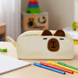 Wrapables 3D Animal Face Pencil Case, Large Capacity 2 Compartment Pencil Pouch for Stationery Tools
