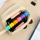 Wrapables 3D Animal Face Pencil Case, Large Capacity 2 Compartment Pencil Pouch for Stationery Tools