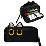 Wrapables 3D Cat Design Pencil Case, Large Capacity 2 Compartment Pencil Pouch for Stationery Tools